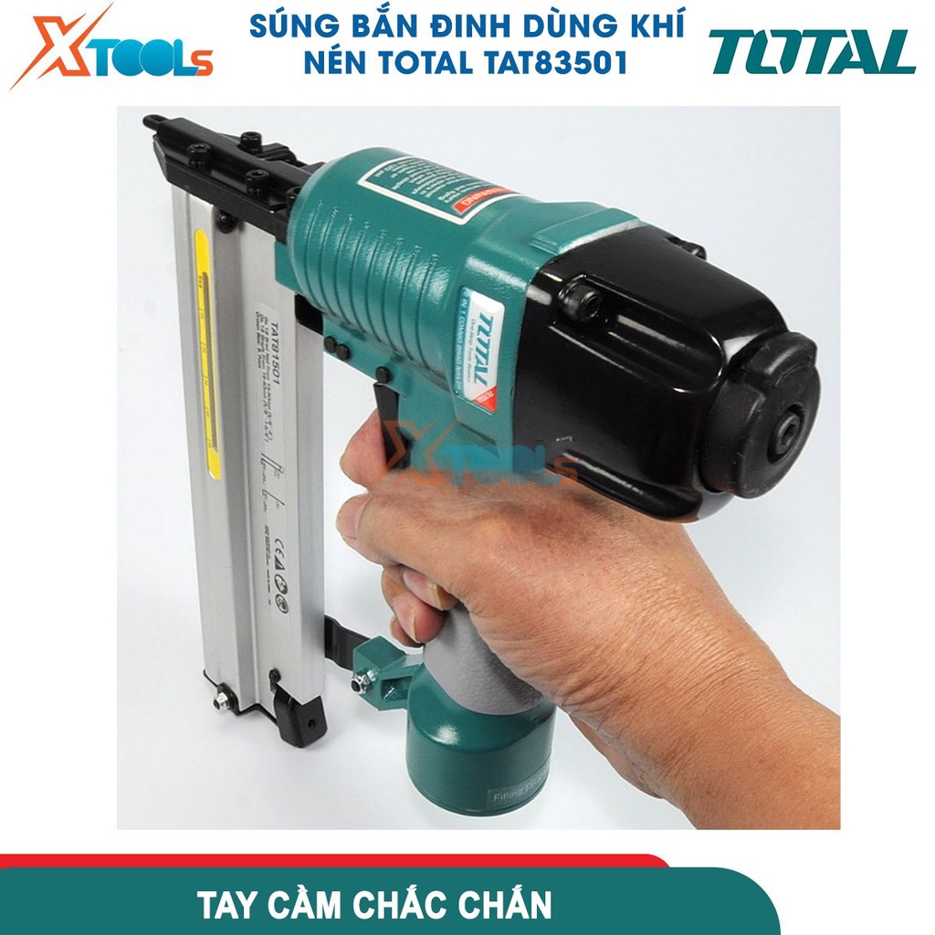 Máy bắn đinh khí nén TOTAL TAT83501, Súng bắn đinh Áp lực vận hành 0.4-7MPa, Kích thước đinh 15-50mm[CHÍNH HÃNG][XTOOLS]