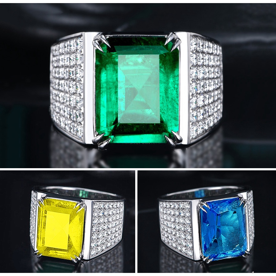 Nhẫn Đính Hôn Bằng Thép Titanium Mạ Vàng / Bạc S925 Đính Đá Zircon Thời Trang Cho Nam
