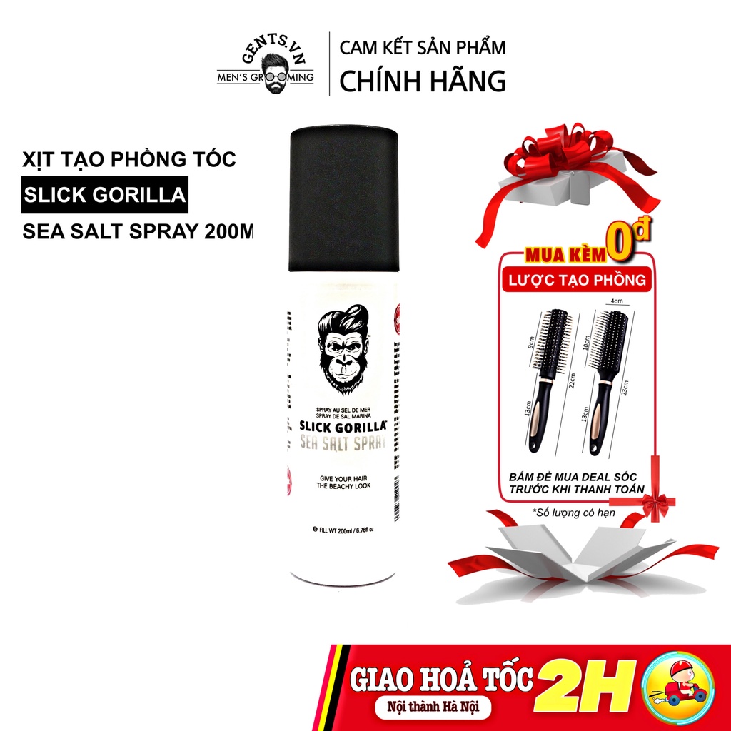 Xịt tạo phồng tóc Slick Gorilla Sea Salt Spray 200ml - Xịt dưỡng pre-styling tạo kiểu tóc