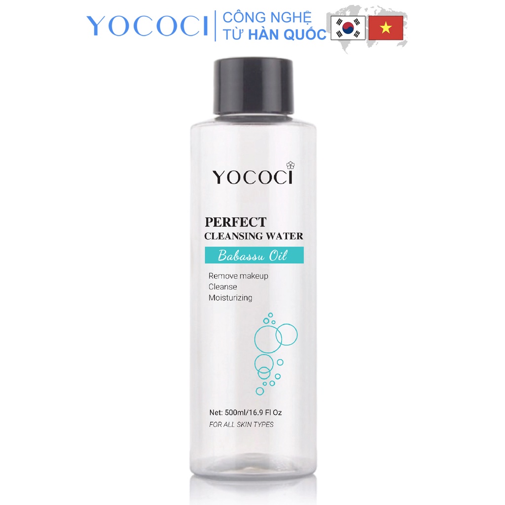 Nước tẩy trang Yococi làm sạch lớp makeup, giữ ẩm, mềm mịn da, không cồn Perfect Cleansing Water 500ml