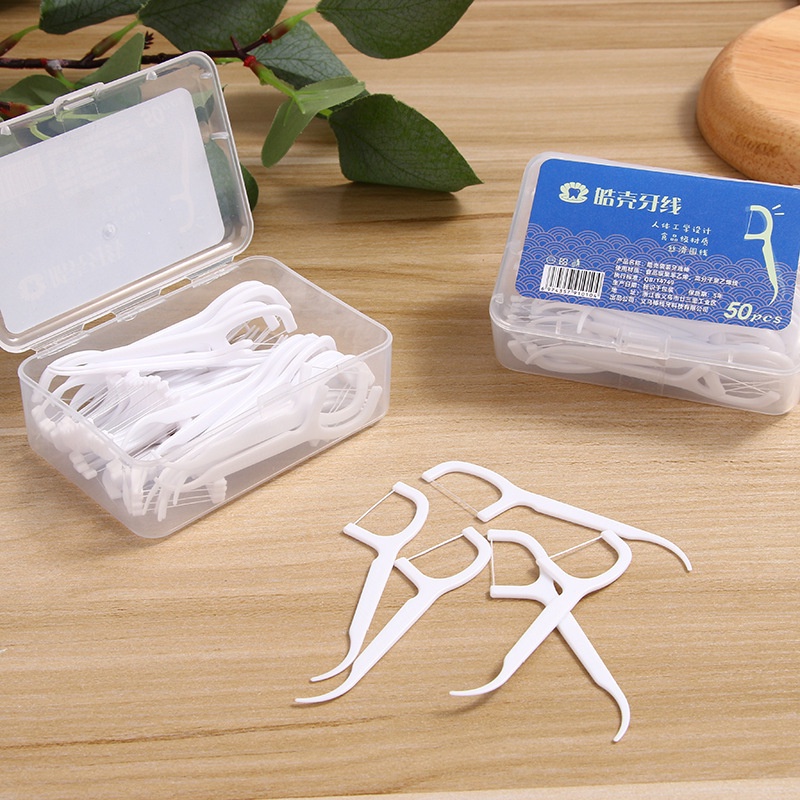 Set 30/50/100 Tăm Chỉ Nha Khoa Bằng Nhựa Làm Sạch Kẽ Răng Sử Dụng Một Lần
