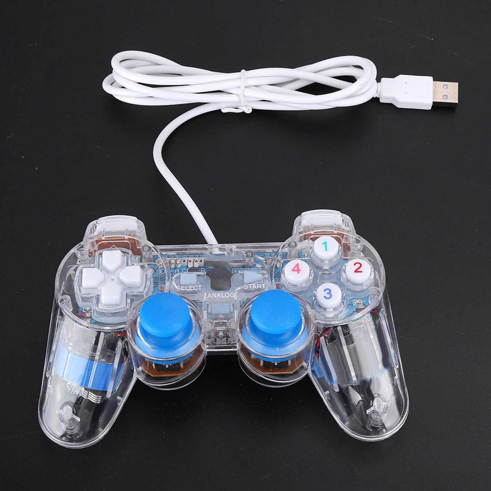 Tay Cầm Chơi Game Trong Suốt Cổng Cắm Usb Cho Ps2 Pc