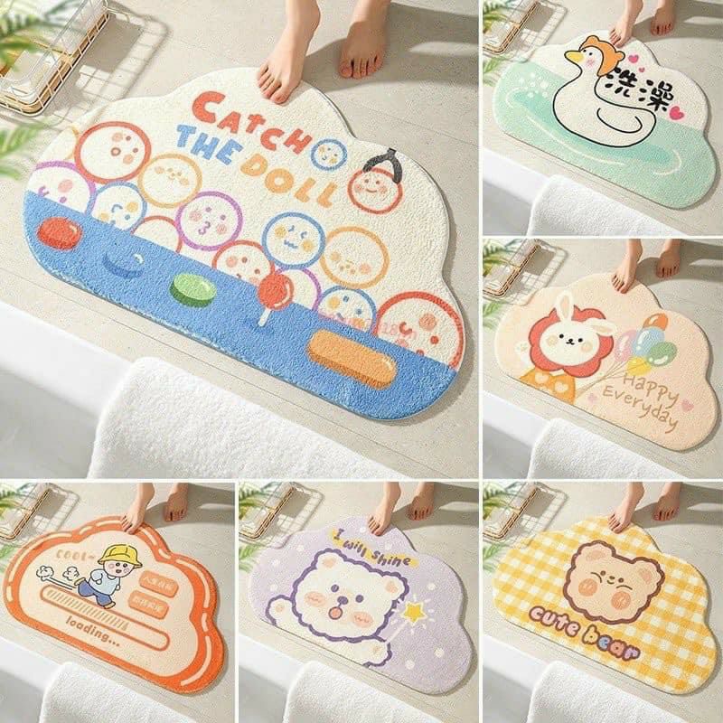 THẢM lau chân 3D lông cừu họa tiết cute - Thảm lau chân siêu thấm chống trượt nhà tắm , bếp