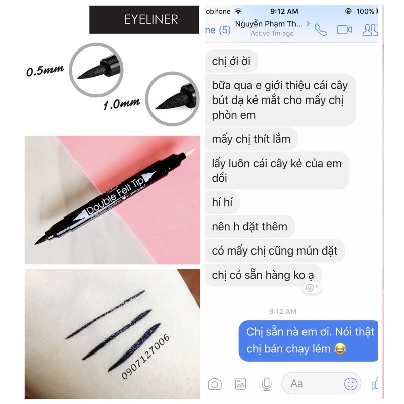 [FREESHIP] Bút Dạ Kẻ Mắt Nước Lâu Trôi Không Lem Dual Eyeliner Pen