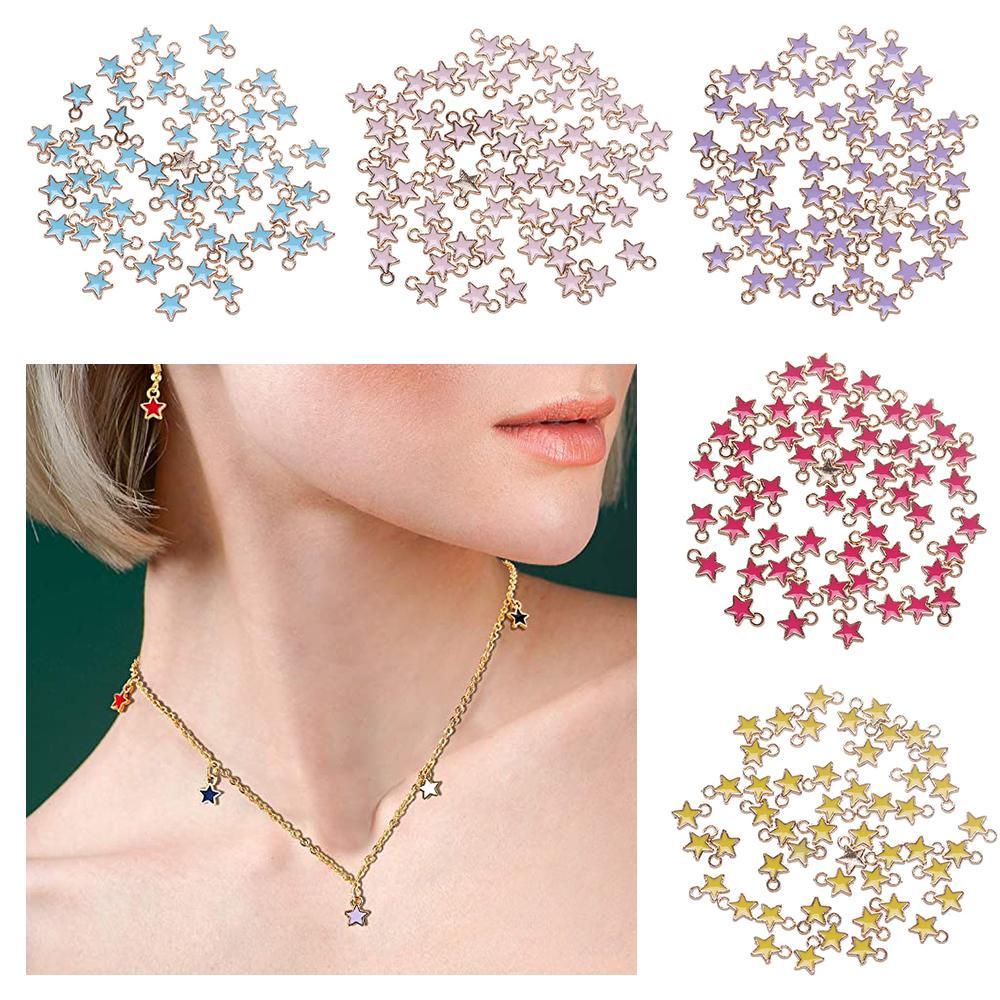 Set 50 Mặt Vòng cổ Hình Ngôi Sao Tráng Men Màu Sắc Ngọt Ngào 6mm DIY