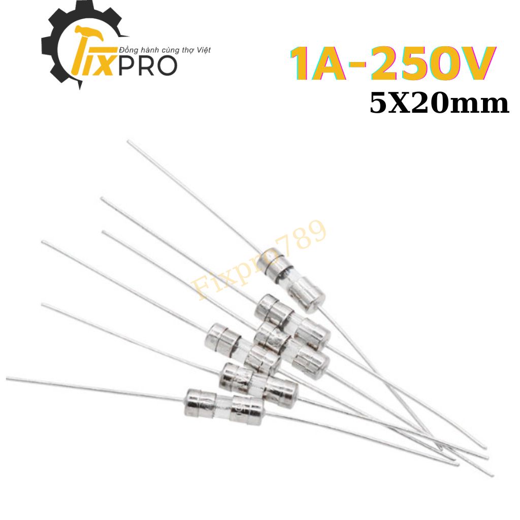 Cầu chì thủy tinh 0.5A/1A/1.5A/2A/3A/4A/5A/6A/6.3A/7A/8A/10A/12A/15A/20A/25A 250V 5x20mm hàn chân