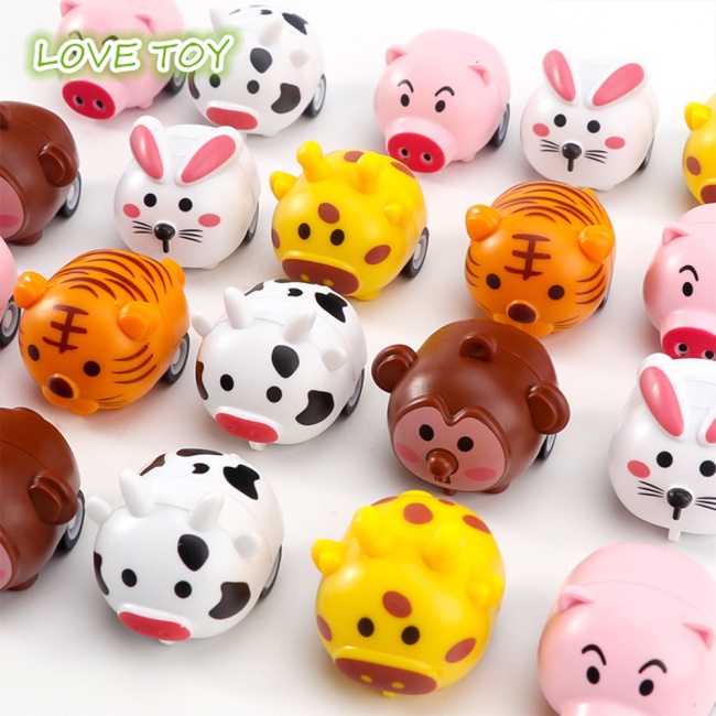 1 Xe Đồ Chơi Mini Hình Động Vật Hoạt Hình Bằng Nhựa Dễ Thương Cho Bé Trai