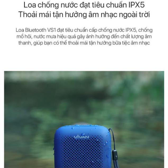 12.12 Hot Deals- Loa TWS Bluetooth 5.0 VIVAN Chống Nước IPX5 Công suất 5W 1800mAh Playtime đến 10H -VS1