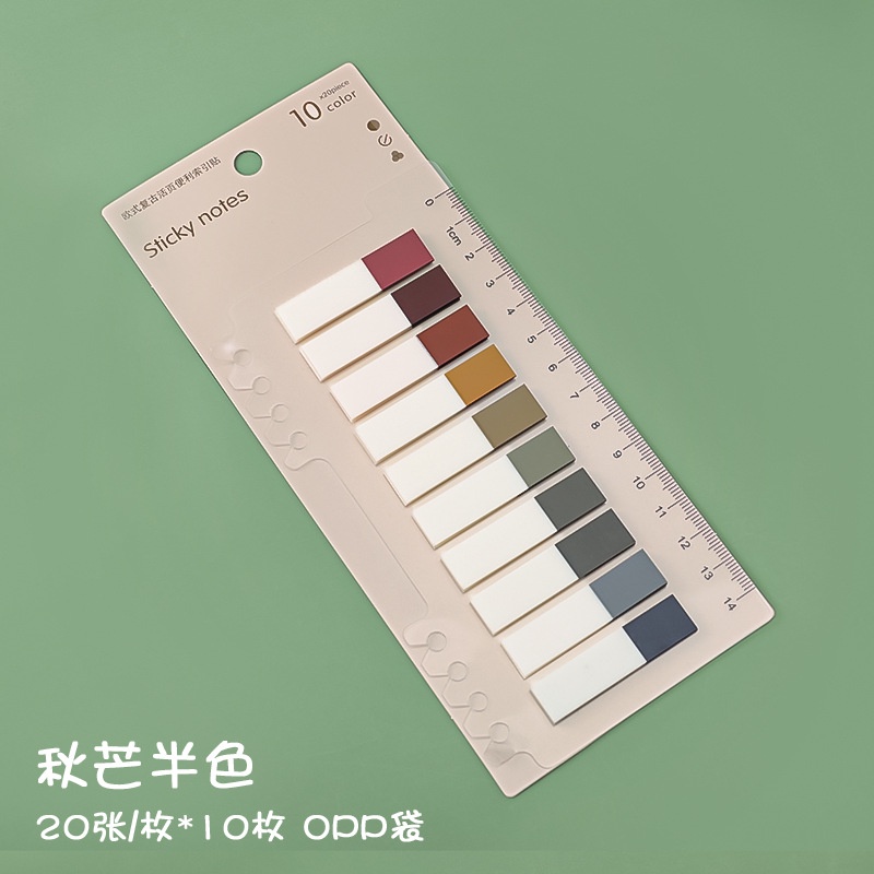 Set 200 Tờ Giấy Ghi Chú Sticky Giấy Note To Do List Kèm Thước Kẻ Gắn Sổ Trang Sách Dải Màu Pastel D058