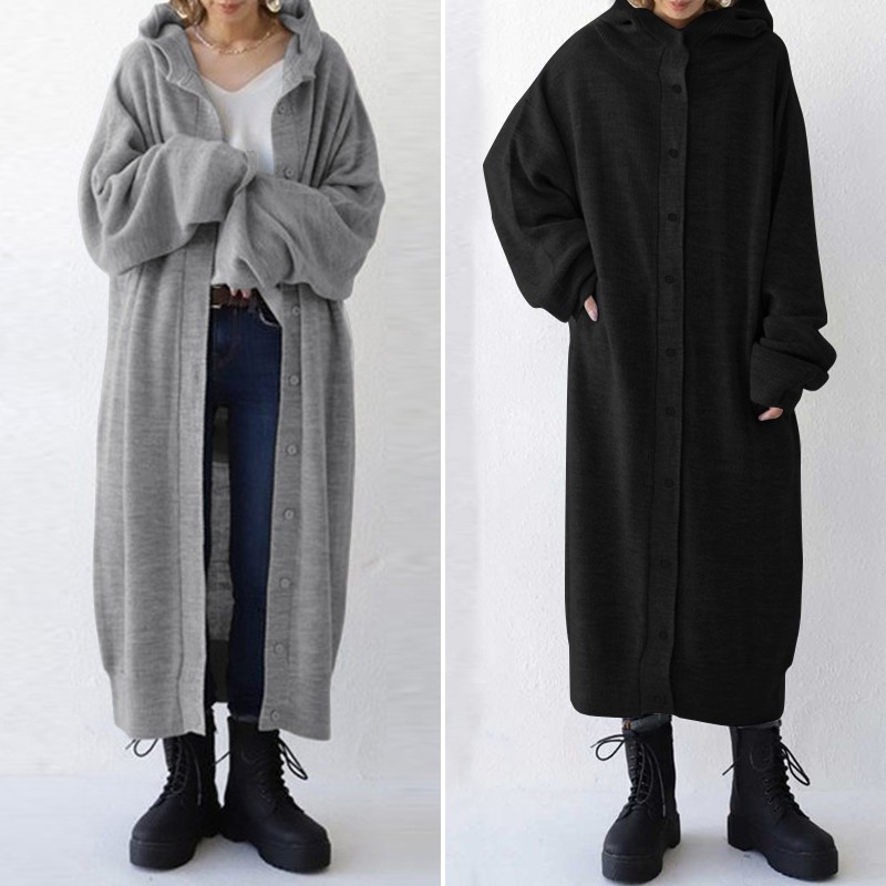 Áo Khoác Zanzea Dáng Dài Có Mũ Trùm Thời Trang Hàn Quốc Cá Tính | BigBuy360 - bigbuy360.vn