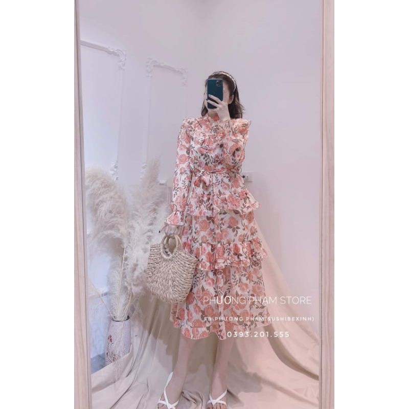 [ Hàng VNXK ảnh thật 100%] Váy maxi bèo tầng voan hoa