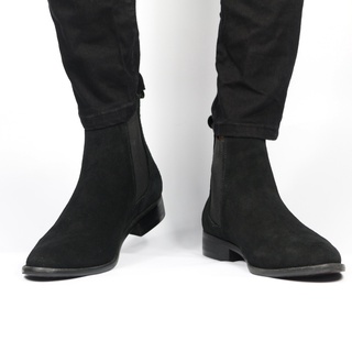 Giày Chelsea Boot Da Lộn Màu Đen Đế Đen Dễ Phối Đồ