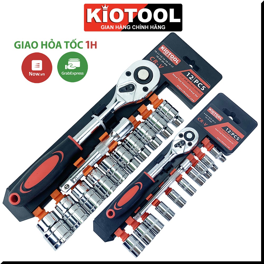 Bộ tuýp khẩu Kiotool 12 chi tiết sửa chữa xe máy  mở bu lông đa năng