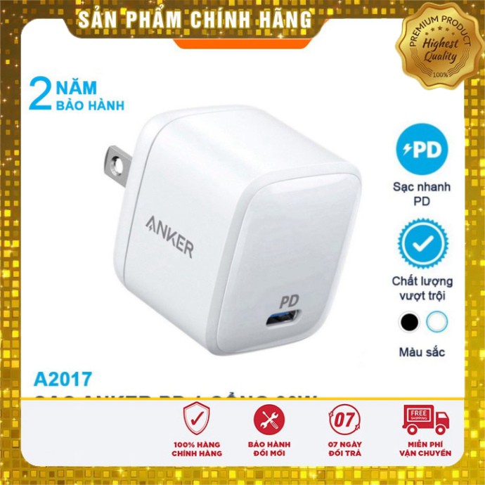 Củ Sạc nhanh ANKER A2017 30W PowerPort Atom PD mini cho iPhone iPad Samsung Oppo xiaomi IP 6 7 8 plus x xs max 11 12 Pro