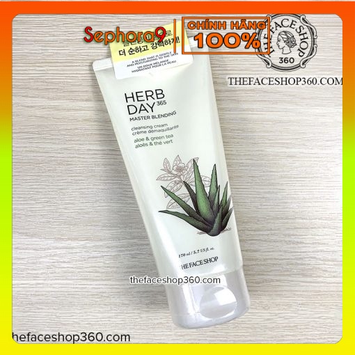 Kem tẩy trang The Face Shop Herb Day 365 Master Blending Cleansing Cream TFS cho cảm giác ẩm mịn 170ml