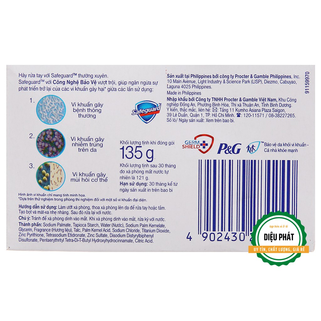 ⚡️ Xà Phòng, Xà Bông Cục Safeguard Pure White Trắng Tinh Khiết 130g