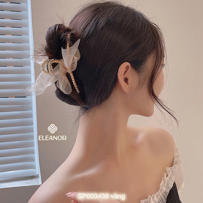 Kẹp tóc càng cua Eleanor Accessories phụ kiện tóc hot trend đính đá phong cách Hàn Quốc gắn nơ vải