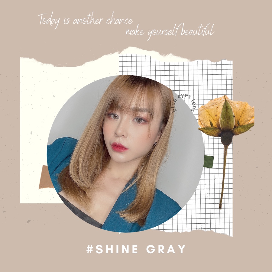 Kính áp tròng Hàn Quốc xám tây SHINE GRAY, độ cận 0-8, hsd 6 tháng, giãn tròng 14.0.