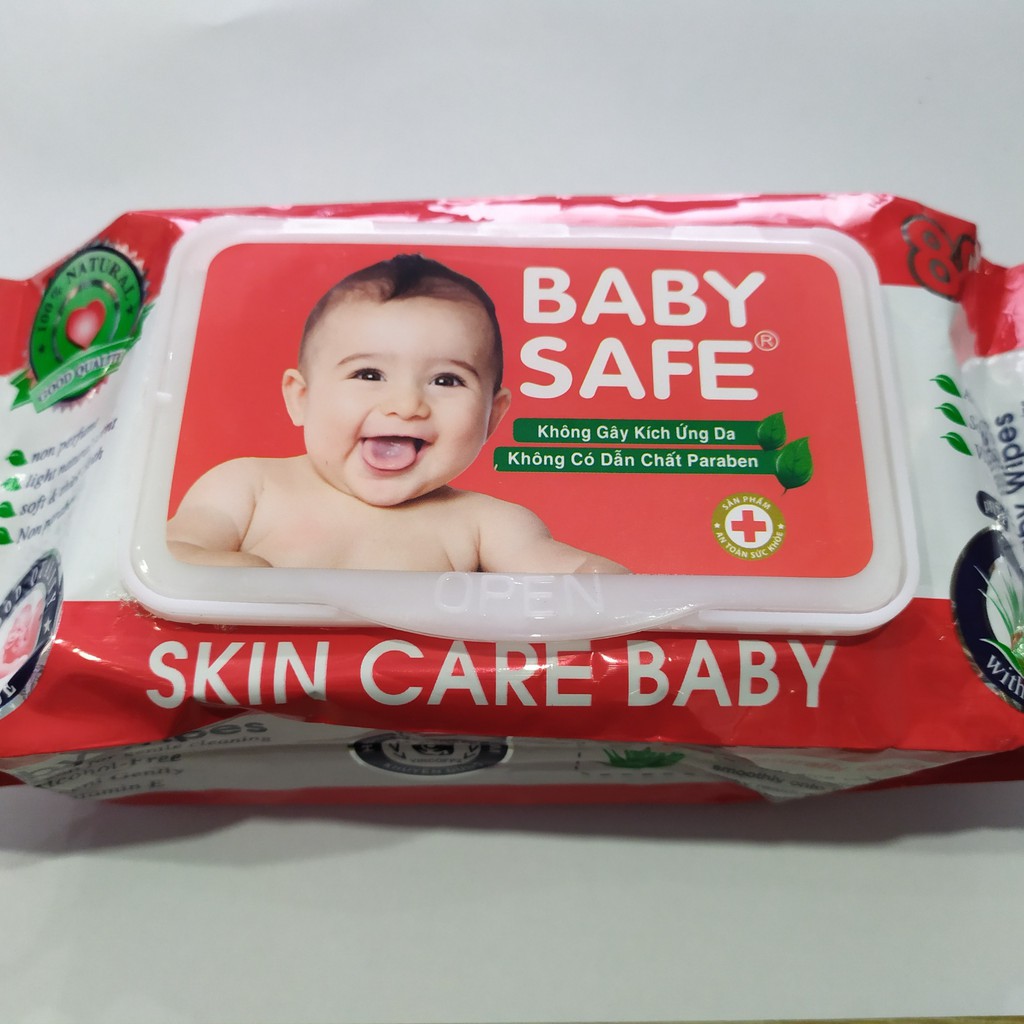 khăn giấy ướt baby safe đỏ
