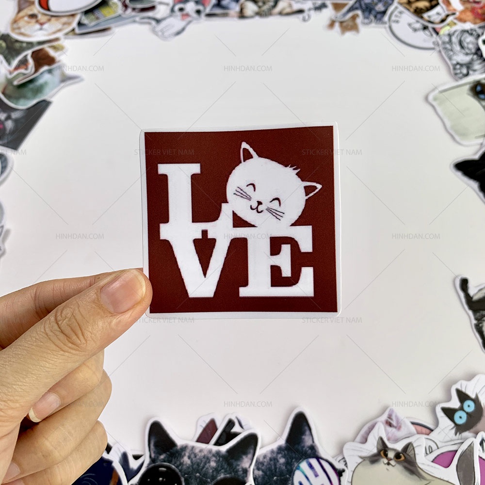 Sticker MÈO - CAT chống nước decal hình dán trang trí xe, laptop, nón bảo hiểm, đàn guitar, máy tính