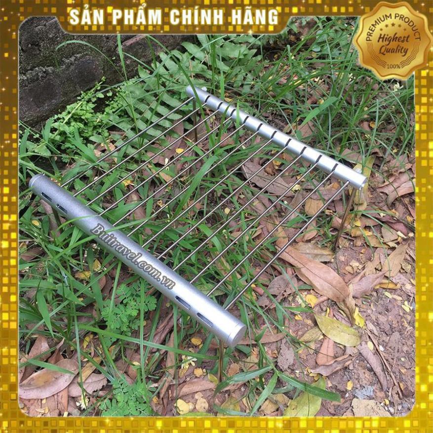 Bếp nướng BBQ ống inox xếp gọn BB2413. Bếp vỉ nướng than hoa dã ngoại cắm trại