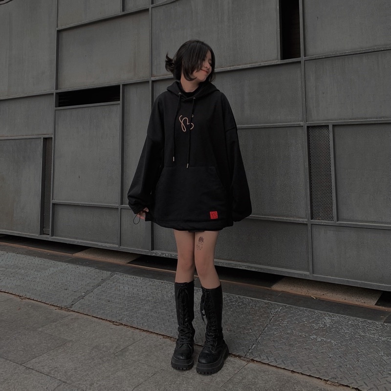 ÁO HOODIE CHÂN CUA FORM RỘNG THÊU LOGO SAMIÉ PREMIUM  - ÁO HOODIE DÂY RÚT - HOODIE ĐEN