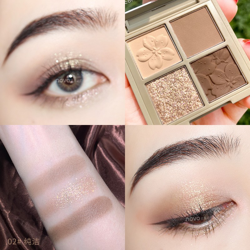 Bảng phấn mắt 4 màu NOVO5330 hoa anh đào Novo The Story of Sakura Eye Shadow siêu đẹp nhỏ gọn tiện dụng | BigBuy360 - bigbuy360.vn