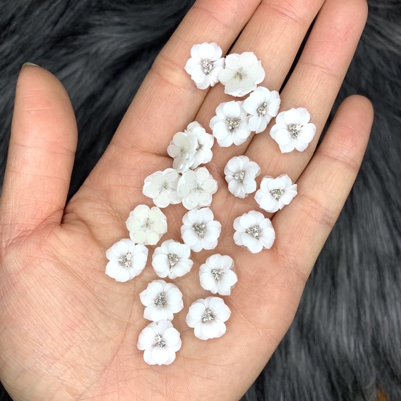 Hoa bột nail,hoa gắn móng chân nhuỵ đá trang trí móng