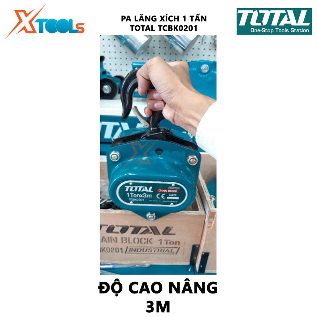 Pa lăng xích TOTAL Bá lăng xích Trọng lượng nâng 1-3 tấn Độ cao nâng 3m Số dây xích nâng 1-2, xích kéo tay, nâng hạ nhẹ