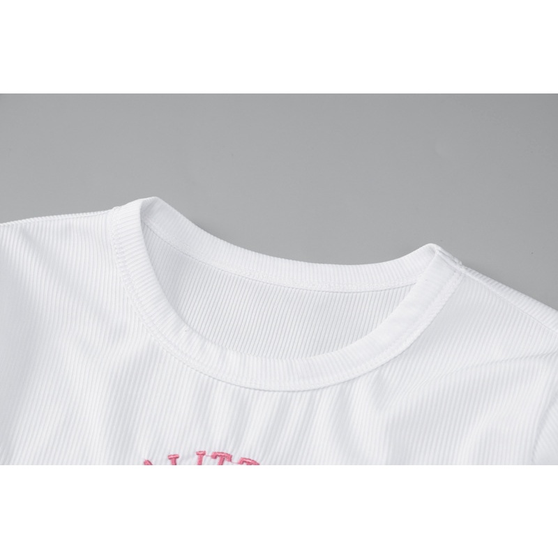 Áo Thun Croptop Thêu Chữ Thời Trang Mùa Hè Hàng Mới Cho Nữ