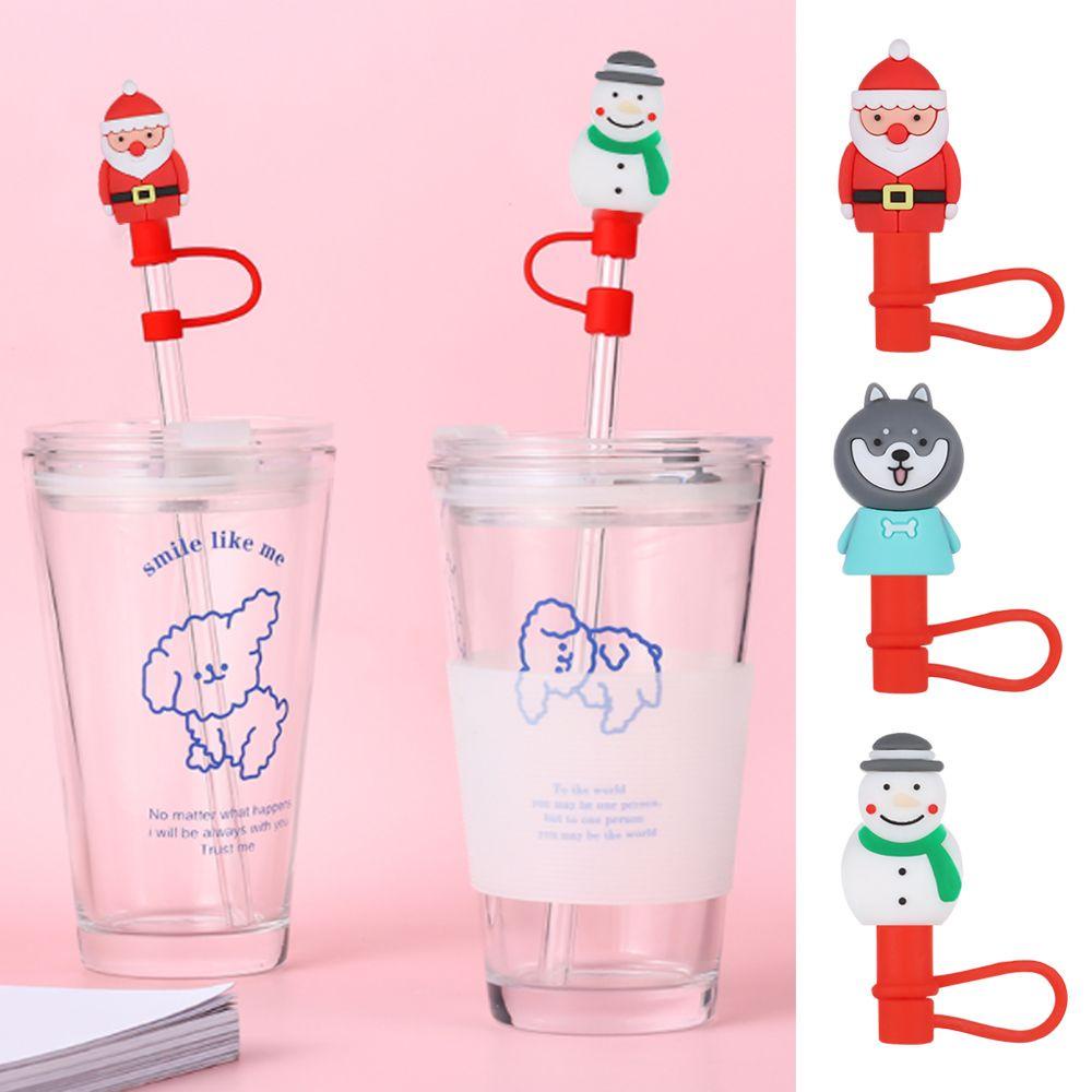 PISTA Vỏ Bọc Ống Hút Bằng Silicon Chống Bụi Chống Văng Có Thể Tái Sử Dụng Hình Ông Già Noel