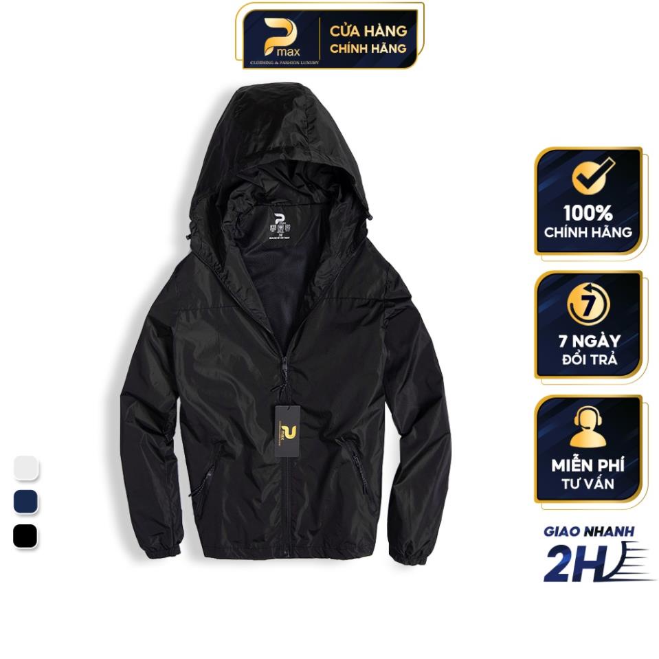 Áo gió nam nữ PMAX dáng unisex 2 lớp kèm mũ chống nắng, không thấm nước basic, năng động ⚡