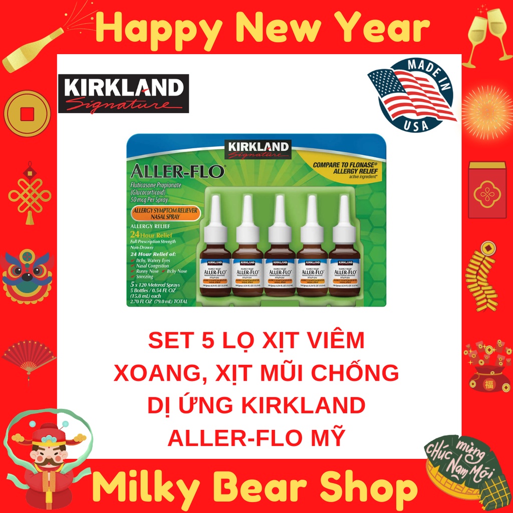 [MỸ] SET 5 LỌ XỊT VIÊM XOANG, XỊT MŨI CHỐNG DỊ ỨNG KIRKLAND ALLER-FLO