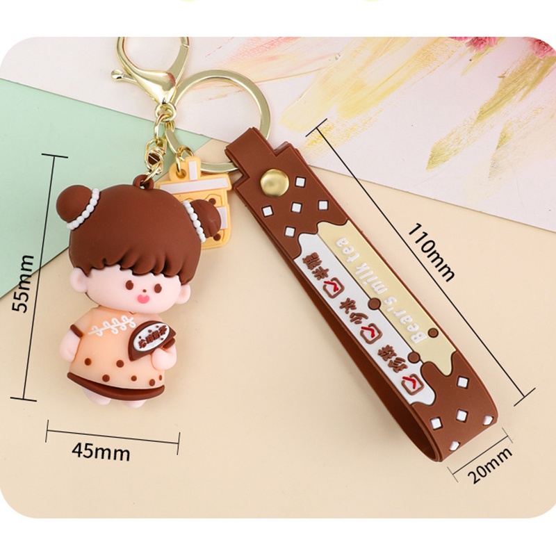 Hoạt Hình Móc Khóa Hình Ly Trà Sữa Đáng Yêu