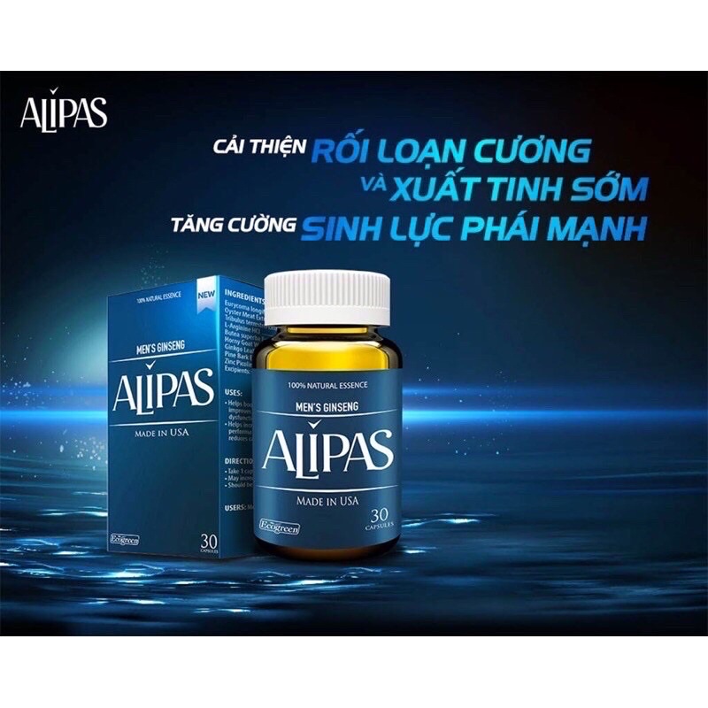 [CHÍNH HÃNG CÓ TÍCH ĐIỂM] Sâm Alipas - Tăng cường sinh lý nam -Hộp 30 viên