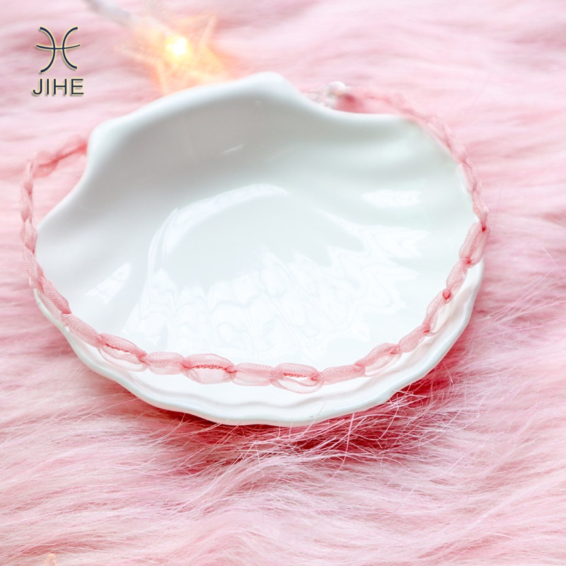 【JIHE】Vòng Cổ Choker Màu Hồng Phong Cách Nhật Hàn Thời Trang Cho Nữ