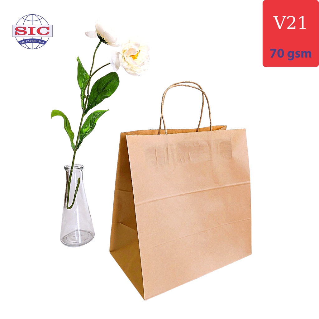 [COMBO 100 CHIẾC] TÚI GIẤY KRAFT V21: 28x17x29cm CÓ QUAI ( ẢNH THẬT)