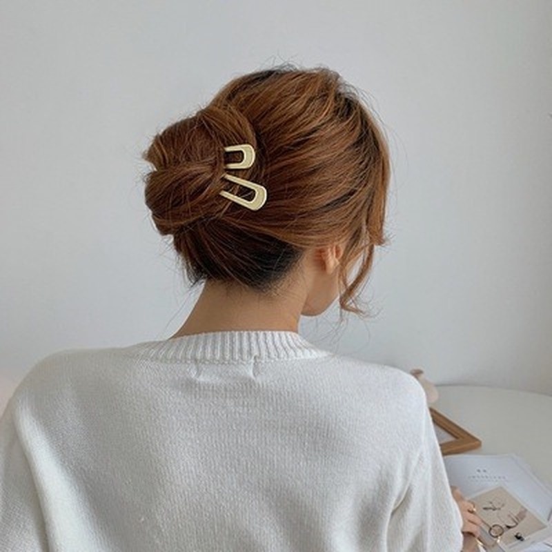 Kẹp Tóc Chữ U Bằng Kim Loại Màu Bạc Đơn Giản Cho Nữ
