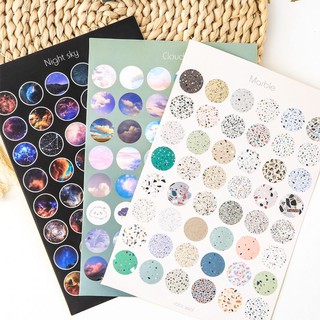 Sticker tròn họa tiết (1 tờ)