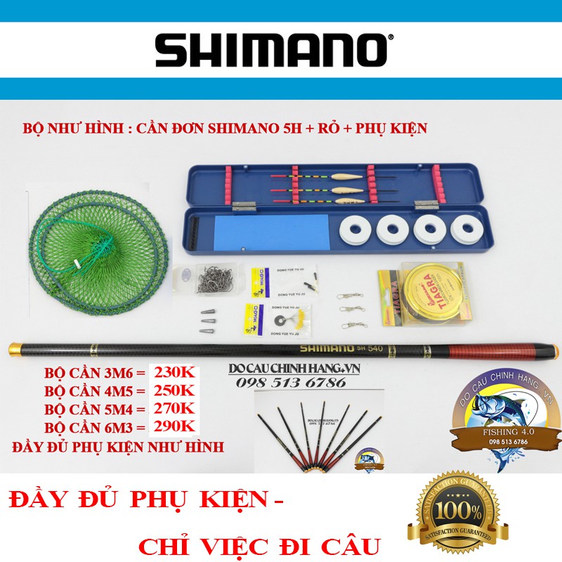 Trọn Bộ Cần Câu Tay Shimano 5h + Giỏ + Phụ Kiện