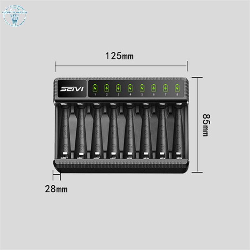 Bộ sạc pin lithium thông minh 1.5v AA AAA chia 8 ngăn chuyên dụng