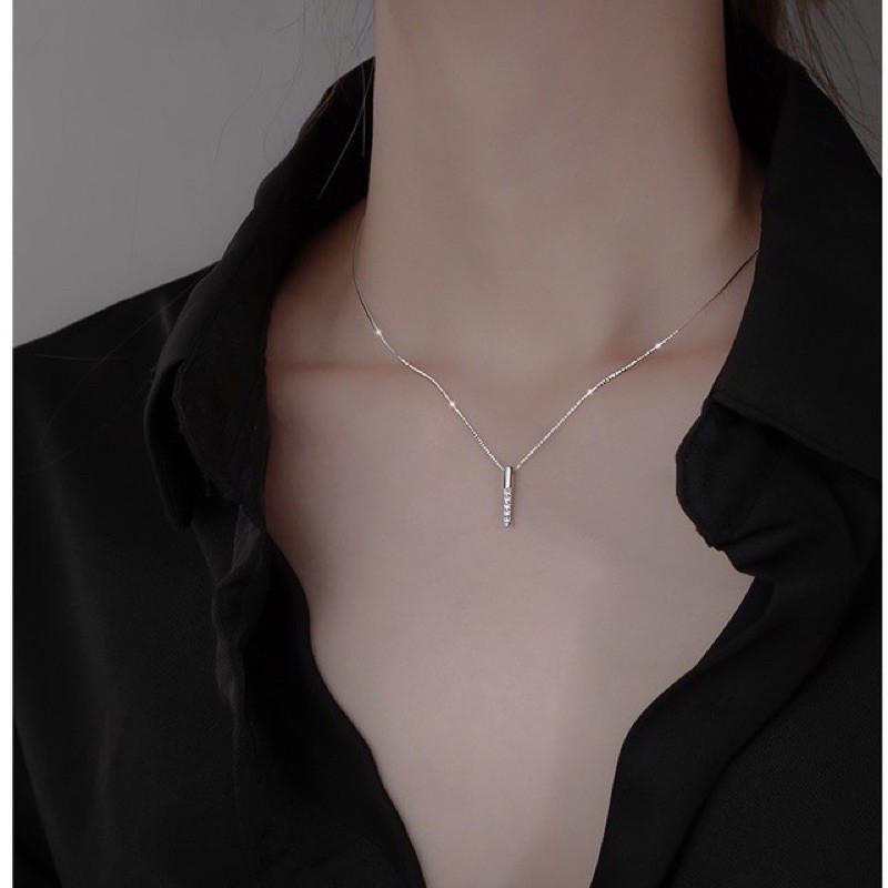 Dây chuyền nữ thanh đá nhỏ xinh chuẩn bạc ta- THJ SILVER
