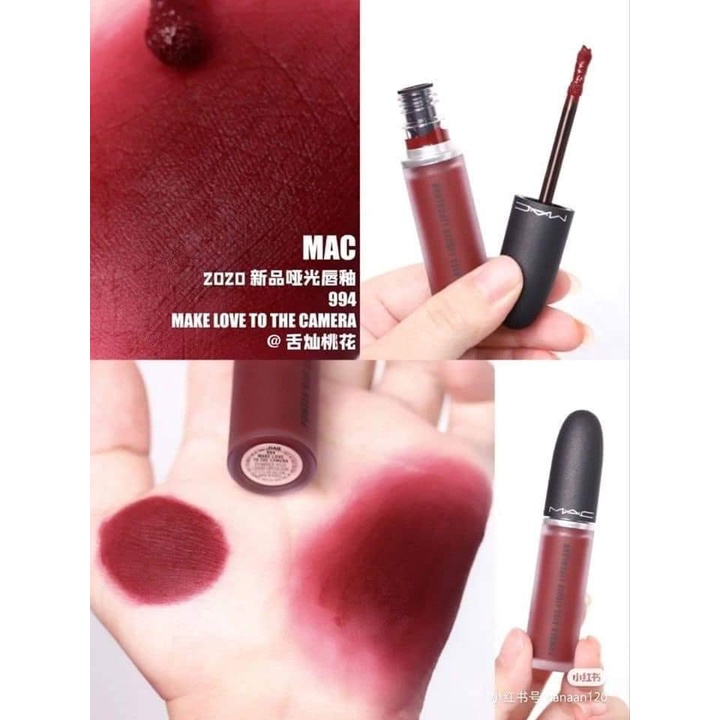 Son Kem Lì MAC Powder Kiss Liquid 994 Make Love To The Camera - Màu đỏ rượu trầm siêu hot date mới