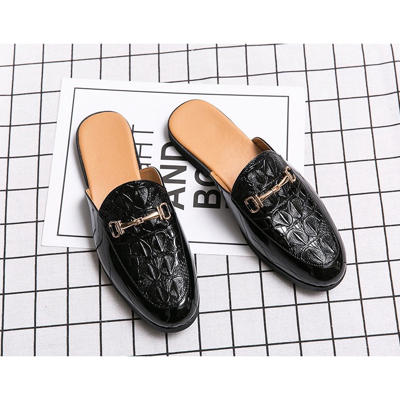 Giầy sục nam-dập vân cá sấu đính khuyên vàng sang trọng