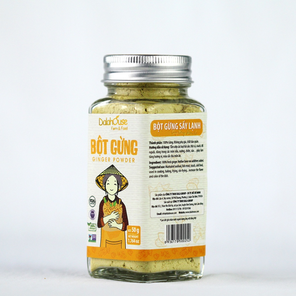 Bột gừng nguyên chất organic Dalahouse 50gr công nghệ sấy lạnh Châu Âu