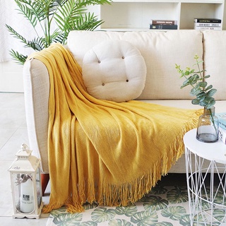 Passion Chăn Thun Đan Len Dệt Kim Màu Trơn Phủ Ghế Sofa Phủ Giường Gelli