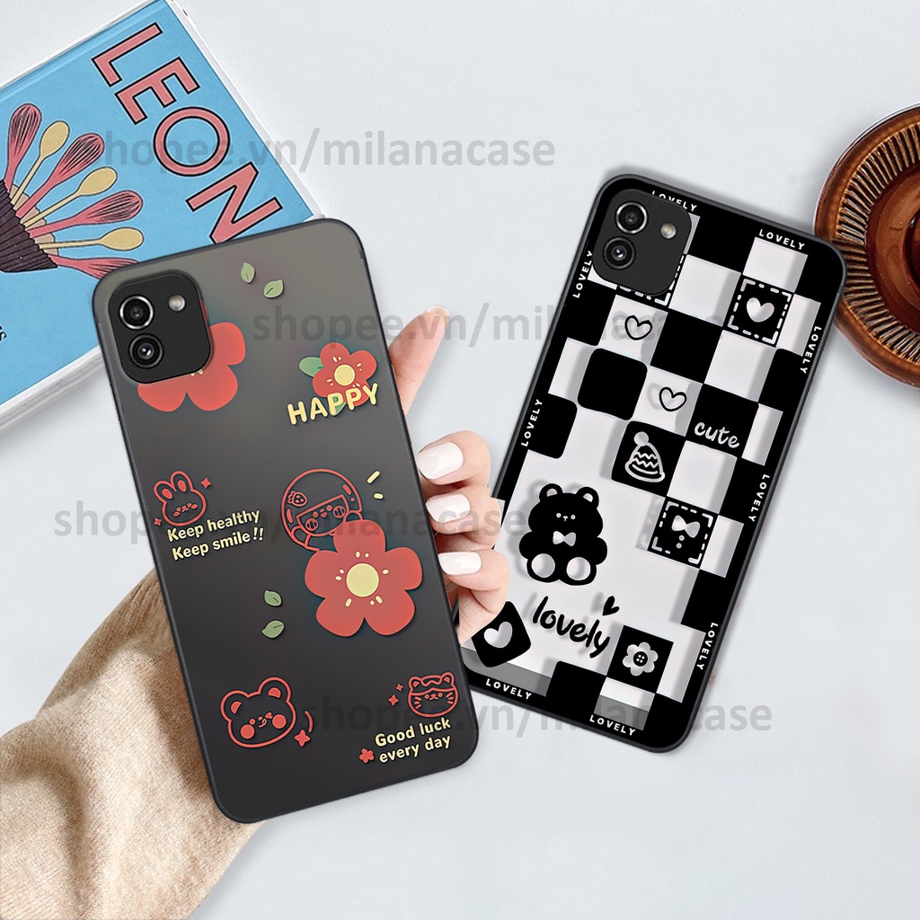 Ốp Samsung A03 in hình caro trái tim siêu đẹp, siêu nét đầy phong cách cá tính
