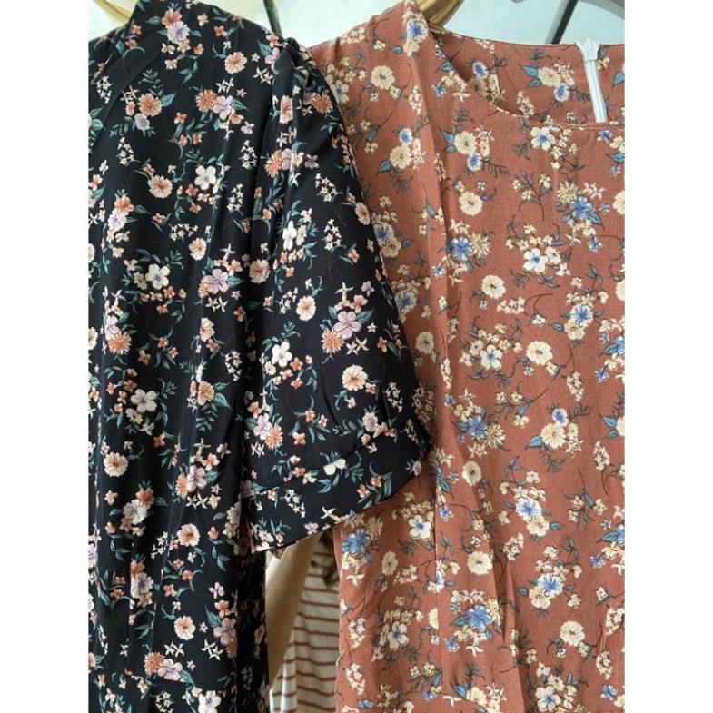 Váy hoạ tiết hoa nhí cổ tròn ngắn tay vintage 🌻 VKE7011 Hàng Quảng Châu  ྇