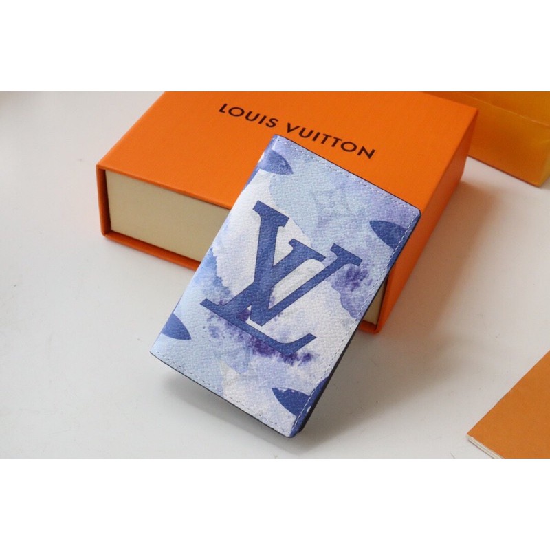 Ví bóp nam để thẻ cao cấp thương hiệu Louis Vuitton LV da thật màu nước hoạ tiết Monogram
