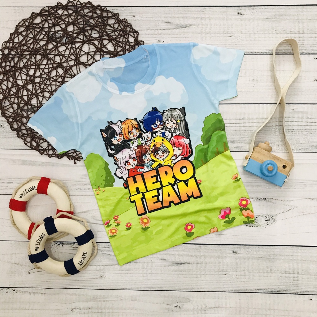 Áo thun bé trai, Áo thun lạnh in 3D hình Hero Team mềm mịn, thoáng mát cho bé size đại từ 10 - 77kg
